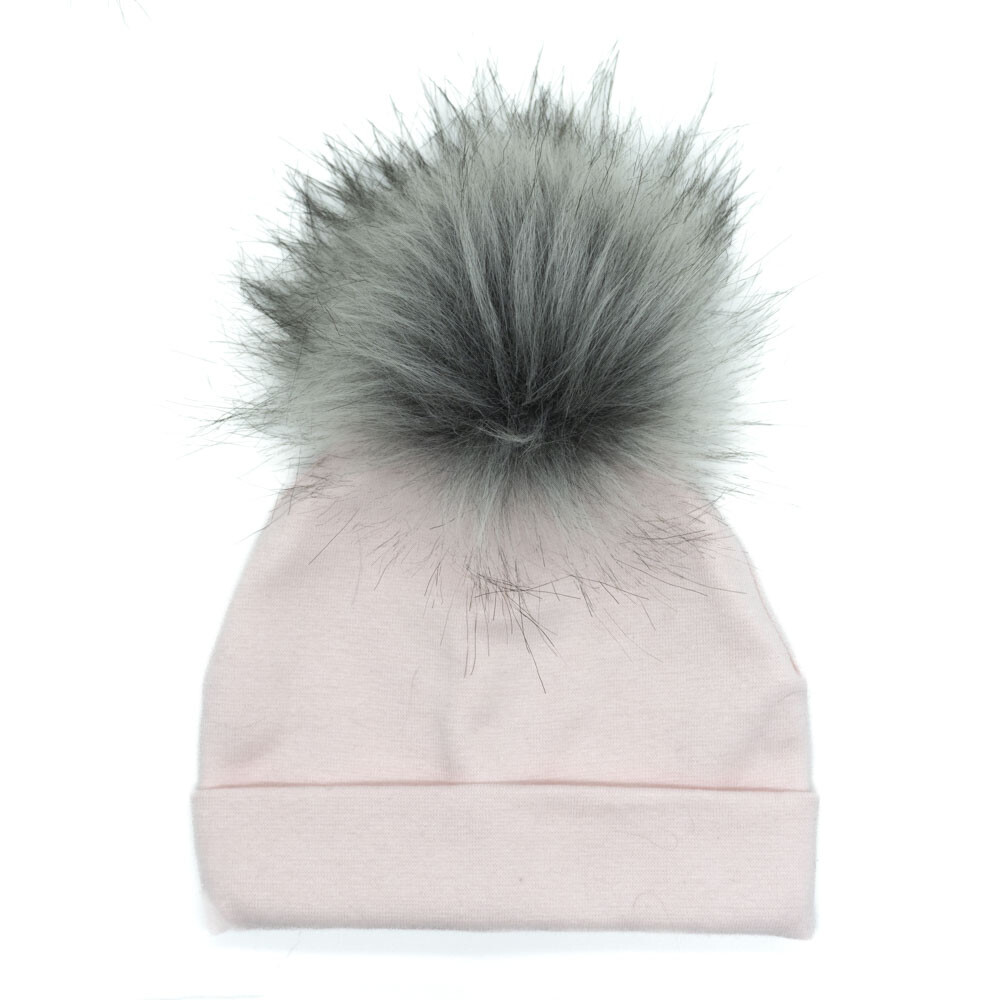 Č0130BDRBU čepice s bambulí světle růžová