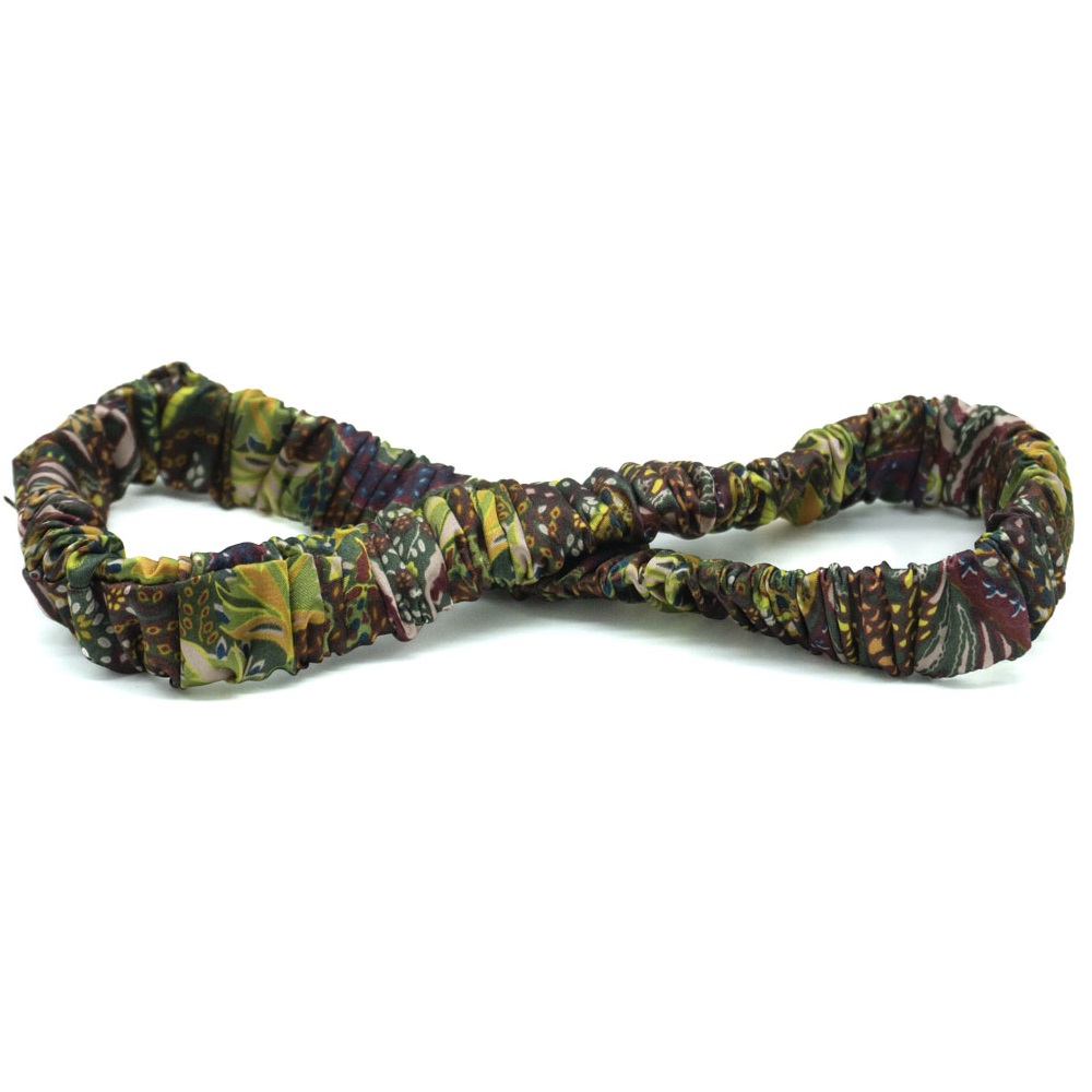 C0081GBS scrunchie čelenka zeleno hnědá