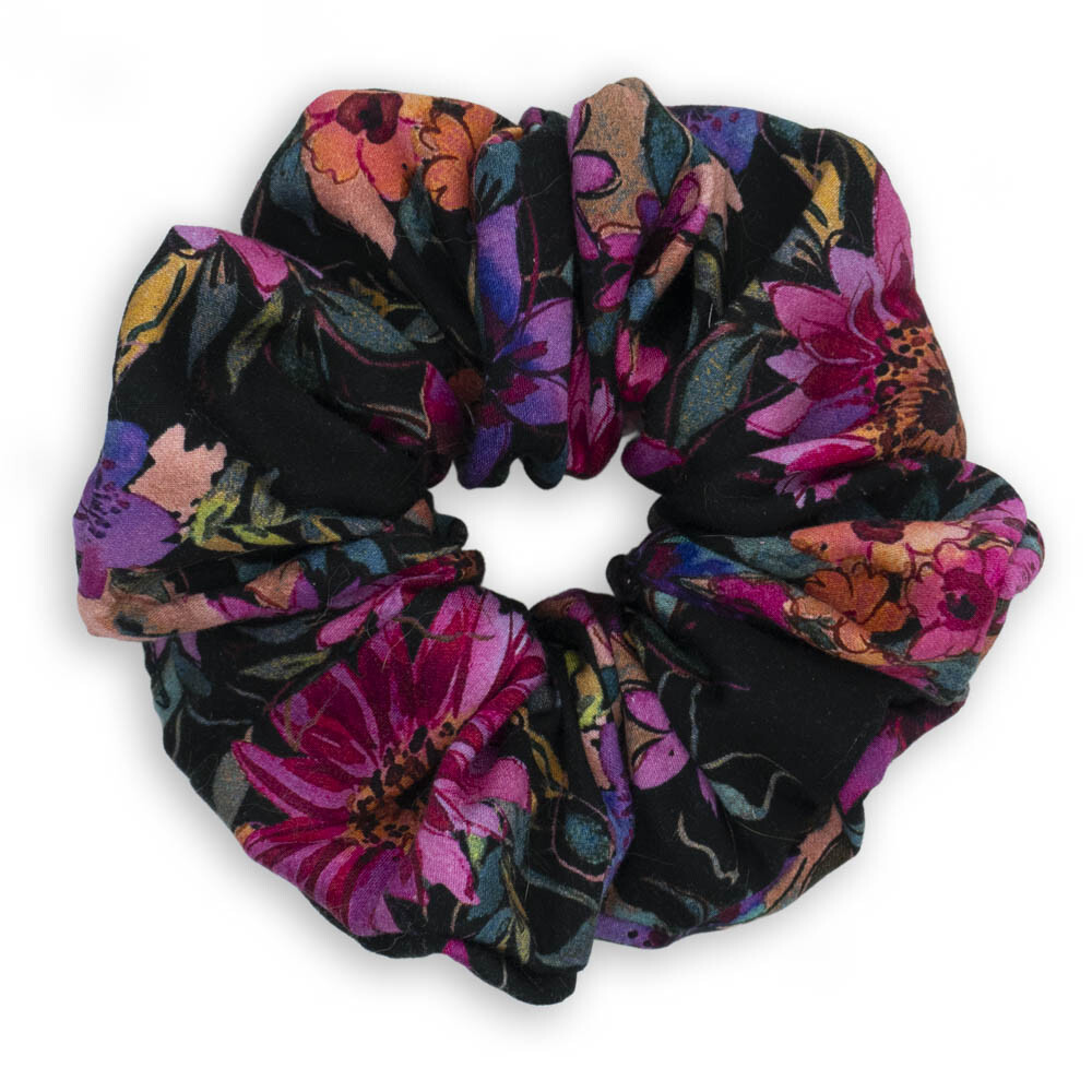 G0213VBHS scrunchie květovaná vzorovaná tmavá