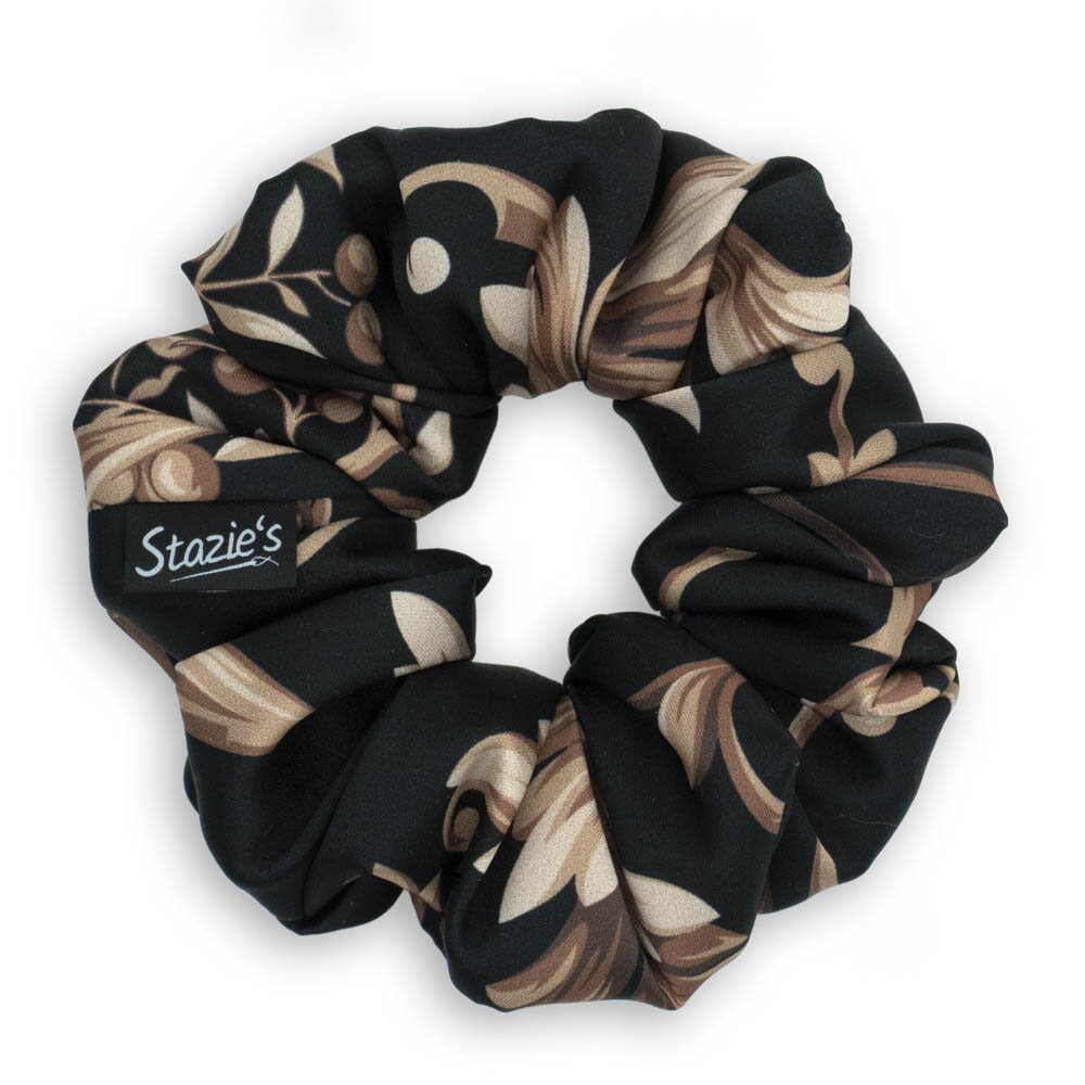 G0268CKHS scrunchie vzorovaná černo hnědá