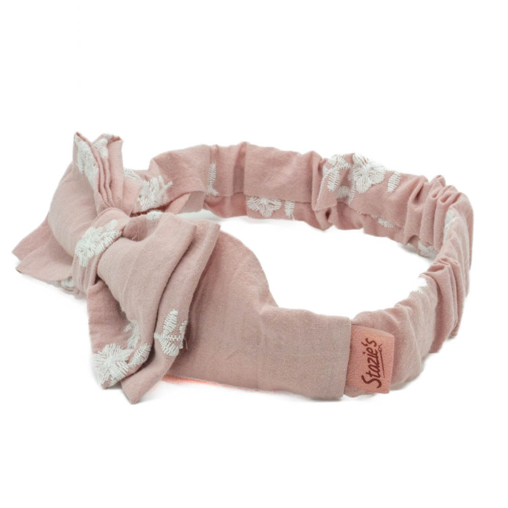 dětská kojenecká čelenka v růžové barvě s květy a mašlí c0570 alt